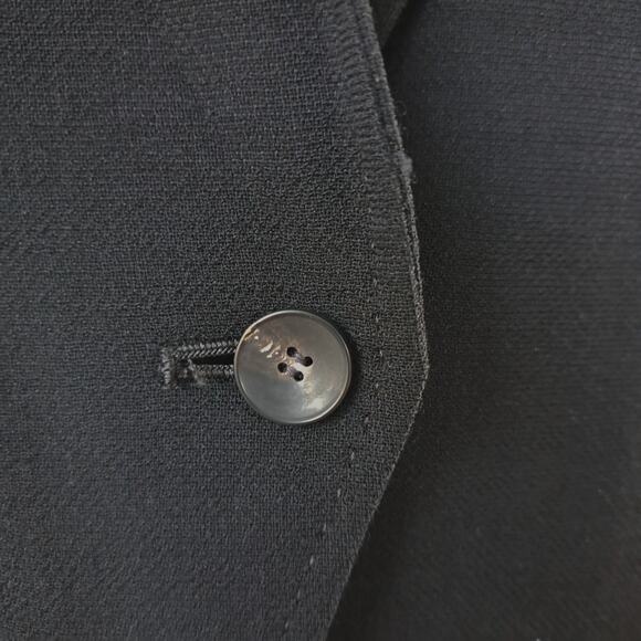 HELMUT LANG Black Leather-trim Wool Blend Crepe Blazer Jacket Size 4 Minimalist - Picture 7 of 9